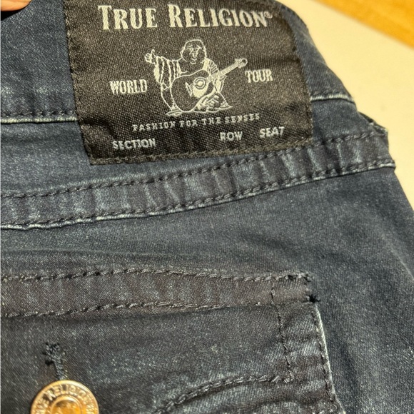 True Religion Jeans Mens 40x32 Blue Geno Flap Big T Relaxed Slim Stretch Denim - Picture 8 of 8